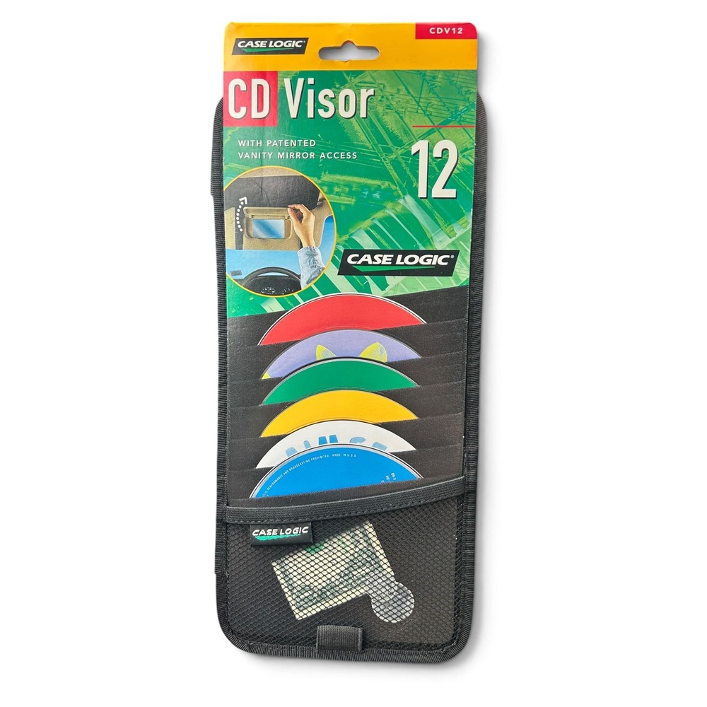 Vintage Case Logic CDV12 Visor Organizer CD Holder, 12 Disc Nylon, Black 1999